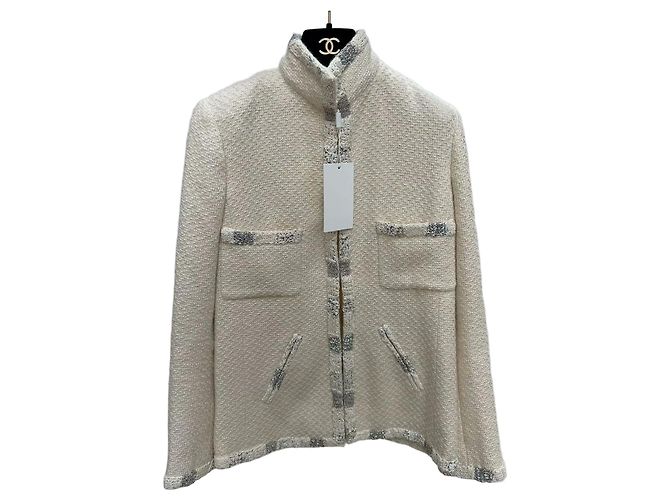 Chanel Bombay Series Tweed Jacket Ecru Size 40 Multiple colors