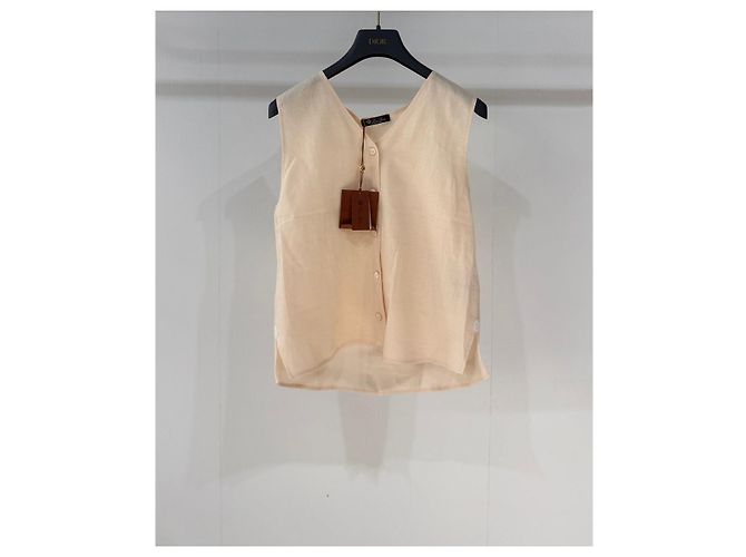 Top Loro Piana de lino rosa Multicolor