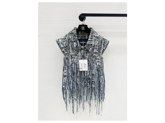 Top Chanel Waterfall in Tweed con Frange Multicolore