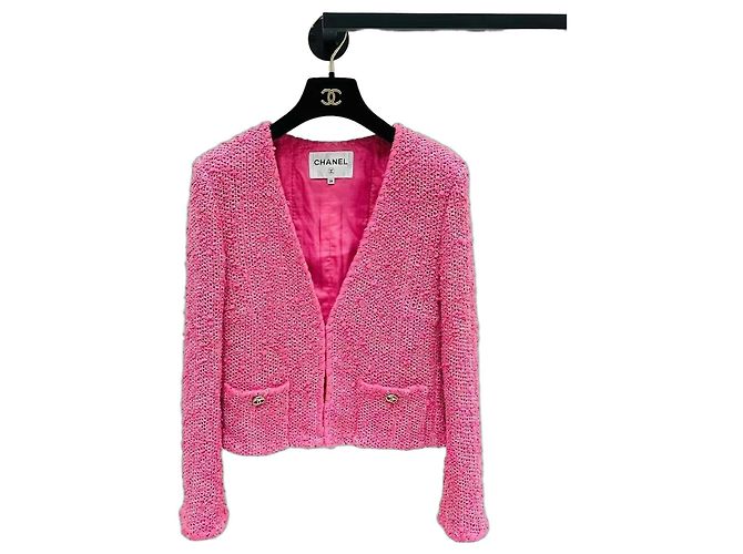 Chaqueta Chanel de tweed rosa talla 38 Multicolor