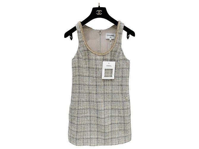 Vestido Chanel de tweed gris Multicolor