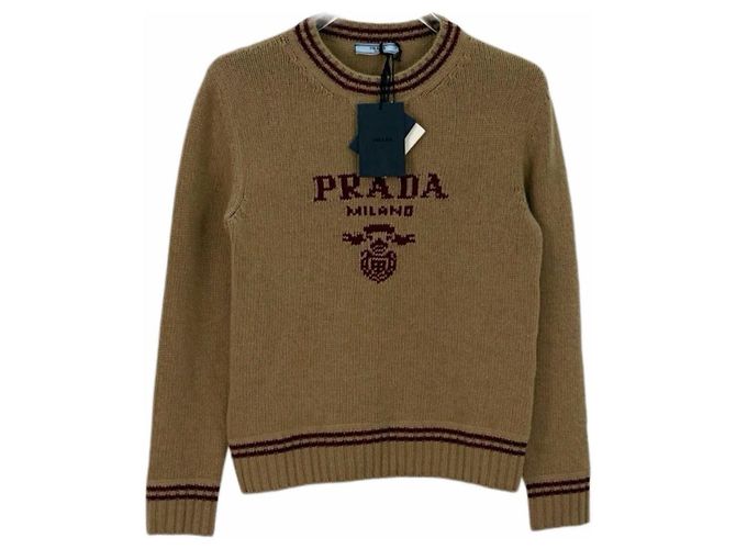 Pull Prada en laine kaki Multicolore