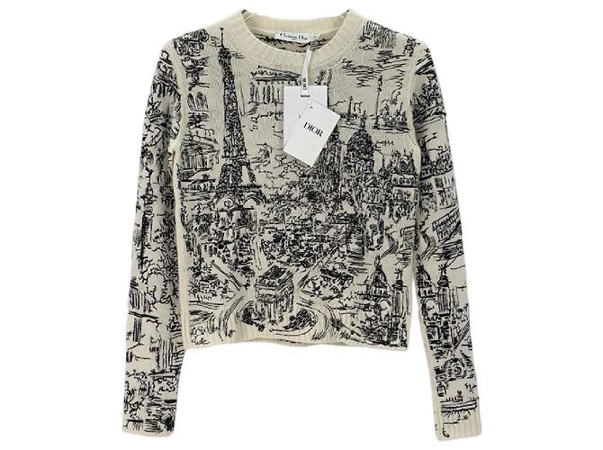 Autre Marque Jersey Dior de punto de cashmere blanco con bordado Multicolor
