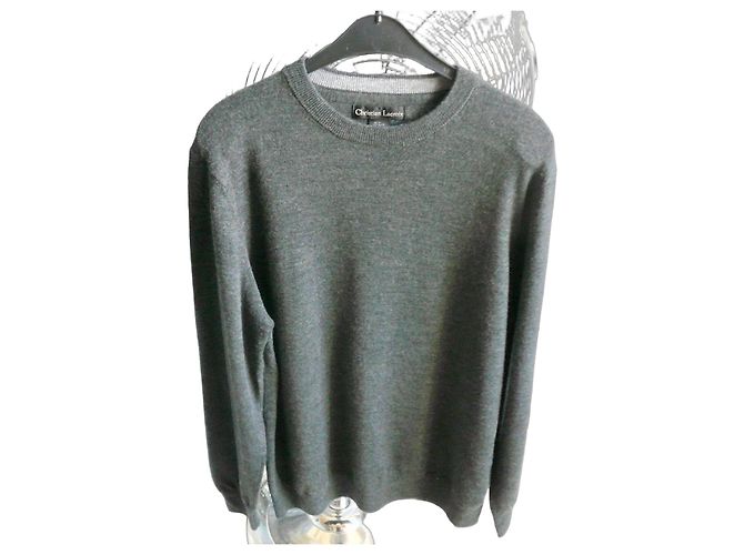 Christian Lacroix Herren Schurwollpullover - Anthrazit Grau