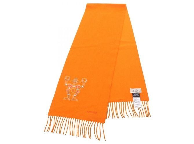 Hermès Hermes Hello Mr. Fariere Cashmere Stole Arancione