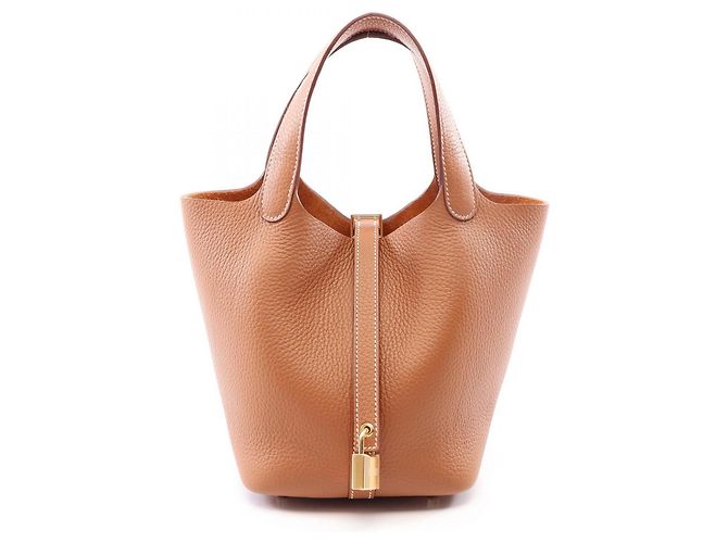 Hermès Sac à main Hermes Picotin Lock PM Gold Marron Doré