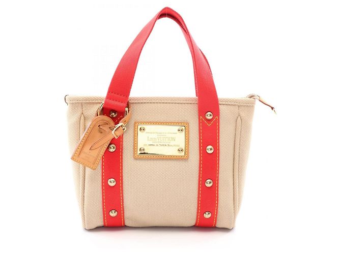 Borsa Cabas PM Antigua Louis Vuitton Rosso Beige