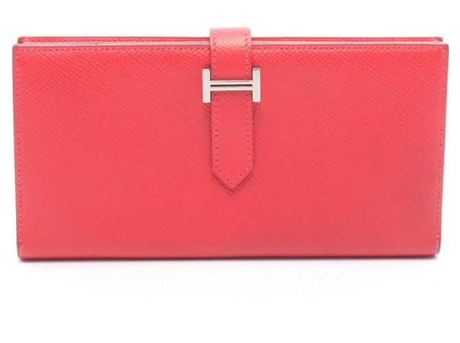 Hermès Cartera larga bi-fold Hermes Bearn Soufflé Roja