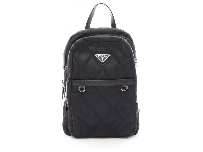 Saffiano Prada TESSUTO IMPUNTU Rucksack/Handtasche Schwarz