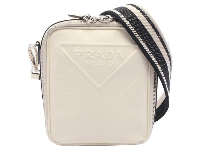 Prada Triangle Logo Shoulder Bag White