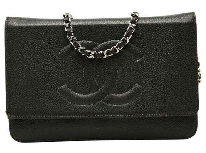 Bolsa de Ombro Chanel Coco Mark Chain Verde Caqui