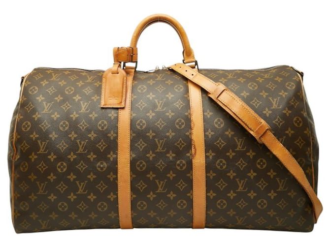 Louis Vuitton Monogram Keepall Bandoulière 60 Boston Bag Marrom