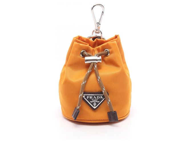 Acessório Mini Bolsa Charm Prada Re-Nylon Marrom Laranja