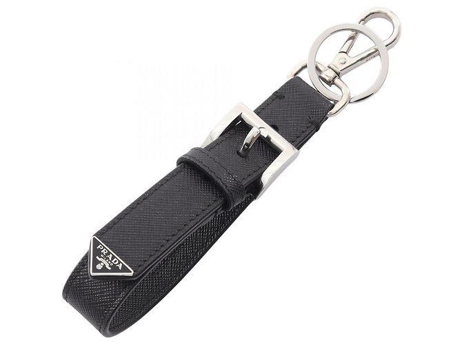 Prada Saffiano Leather Keychain Accessory Black