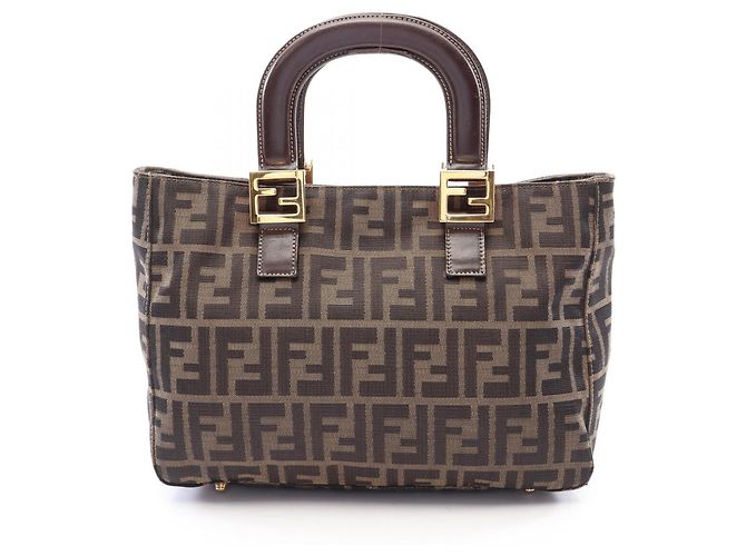 Bolsa tote Fendi Zucca marrom de couro e lona