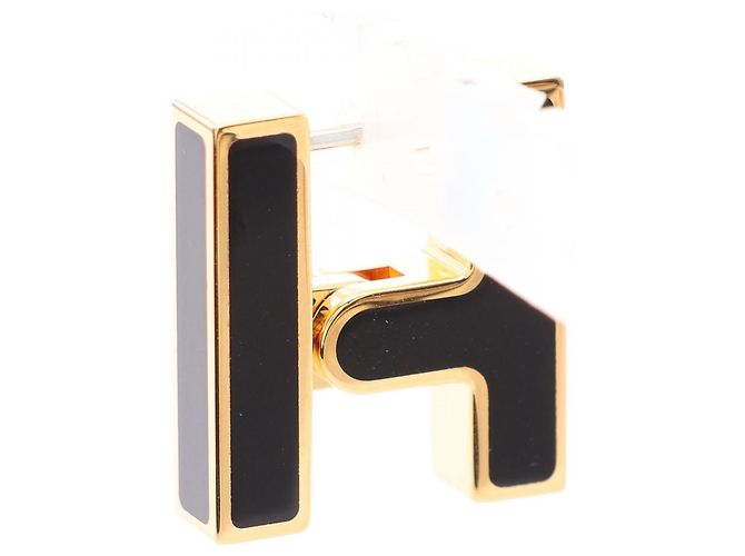 Hermès Hermes Men's Gold Plated Single Earring Black Golden