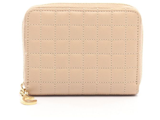 Céline Celine C-Charm Leather Coin Purse Beige
