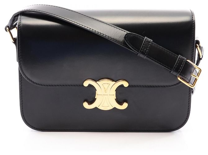 Céline Celine Classic Triomphe Medium Shoulder Bag Black