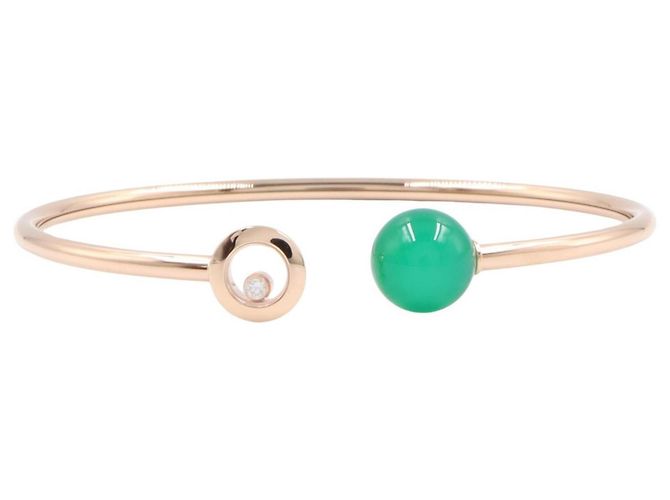 Bracelet Chopard Happy Diamonds Planet Agate Verte Doré
