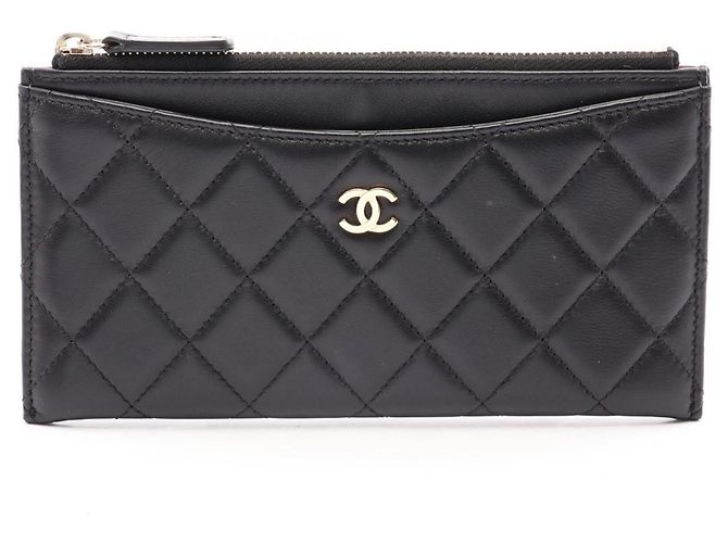 Borsa/Pouch Chanel Matelassé in pelle d'agnello nera Nero