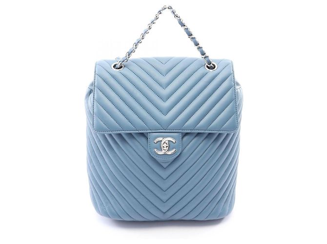Sac à dos/Sac à main Chanel Chevron V-stitch Bleu