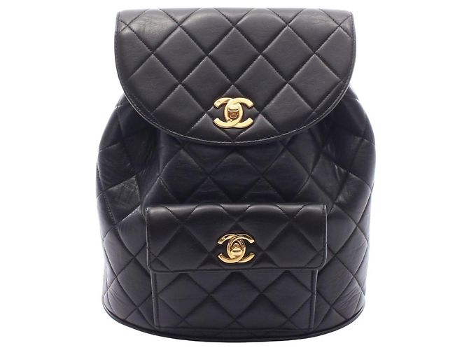 Sac à dos/Sac à main Chanel Matelassé en cuir noir