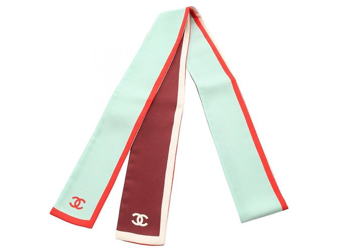 Pañuelo cinta Chanel Coco Mark Verde Burdeos