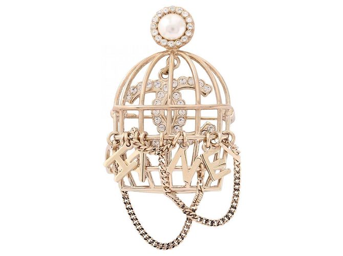 Spilla Chanel Coco Mark Motivo Gabbia per Uccelli D'oro
