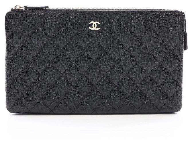 Classique Sac à main pochette Chanel Matelassé Second Bag Noir