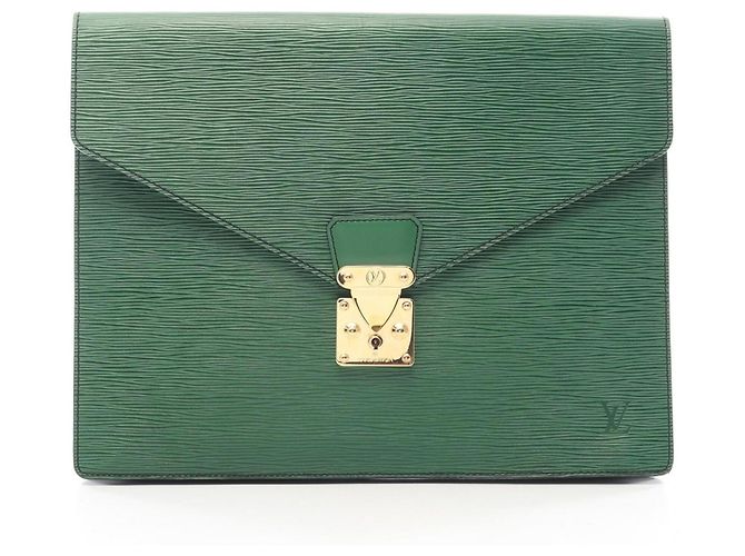 Bolso Clutch Portedocument Sénateur Louis Vuitton Verde