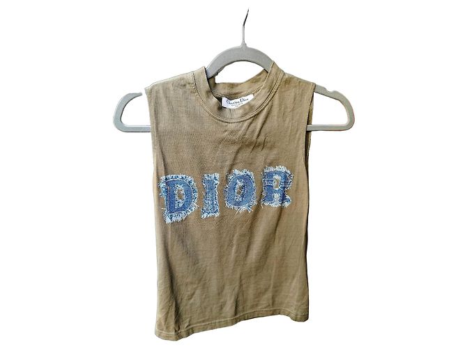 Canotta Christian Dior Logo in Denim Blu Verde