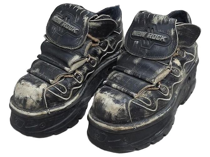 Autre Marque New Rock M-1075-C1 Black Leather Platform Boots