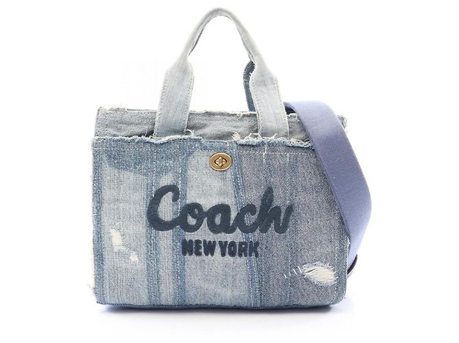 Bolsa Coach Cargo Tote 26 em denim Azul