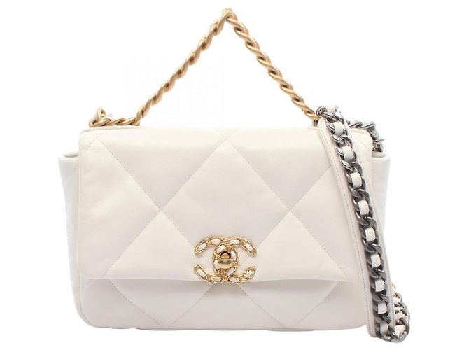 Bolsa de Ombro Matelassé Chanel 19 Dixneuf Branco
