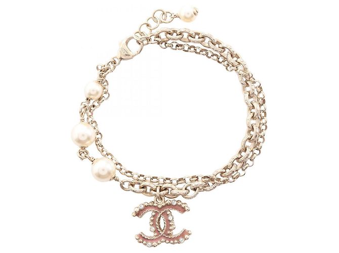 Pulsera Charm Coco Mark de Chanel Rosa Blanco Dorado