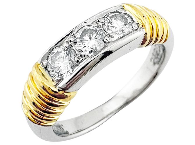 Christian Dior Ehering aus Platin und Gold Silber Golden