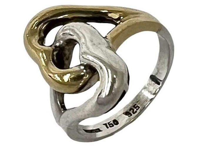 Autre Marque Anel Tiffany Double Heart Combination Prata Dourado