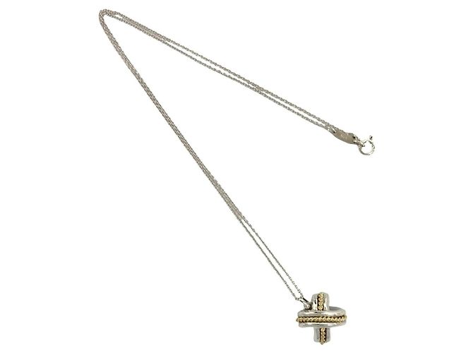 Autre Marque Collana Croce Tiffany Signature Argento D'oro