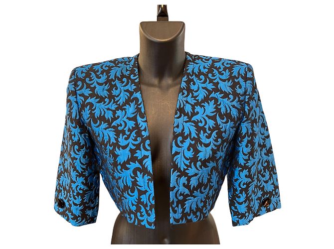 Autre Marque Saint Laurent Short Blue Patterned Jacket