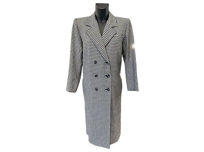 Autre Marque Abrigo largo de cuadros gris Saint Laurent