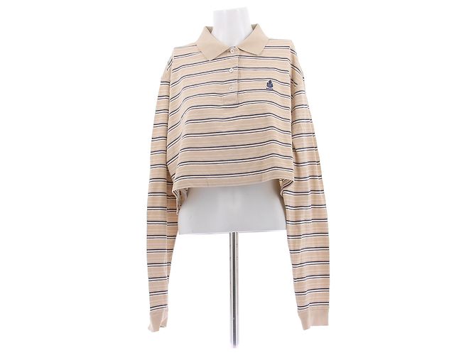 Prada Polo de piqué a rayas Beige