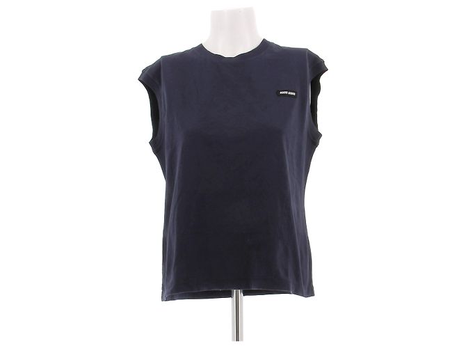 T-shirt Miu Miu in cotone blu navy