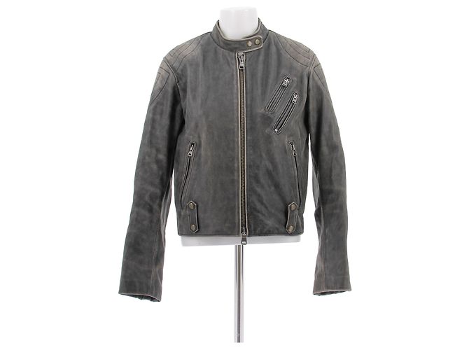 Autre Marque Lederjacke in Graubraun