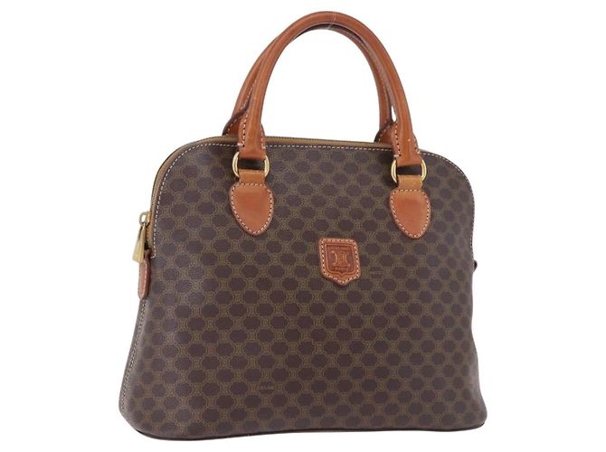 Céline CELINE Sac à main en toile Macadam PVC Cuir Marron Or