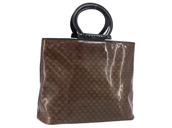 Céline CELINE Macadam Handtasche Vinyl Braun Schwarz