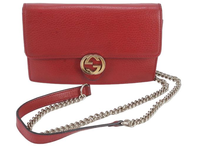 Gucci Interlocking G Chain Schultertasche Rot