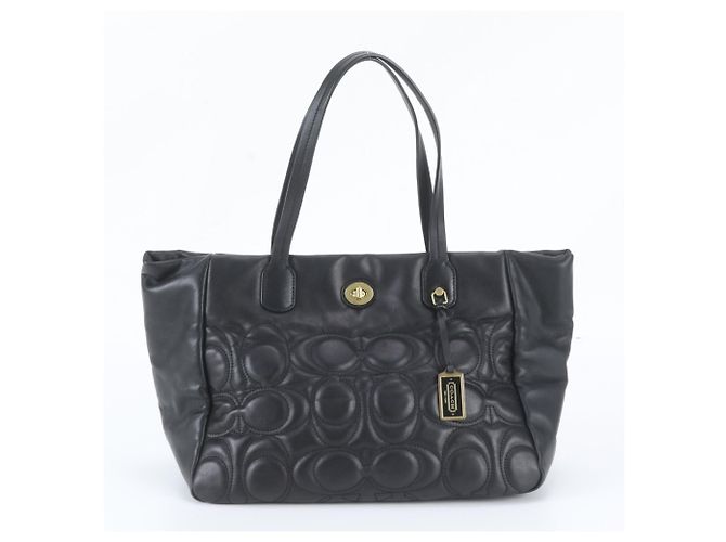 Saco Tote Coach Signature em couro acolchoado Preto