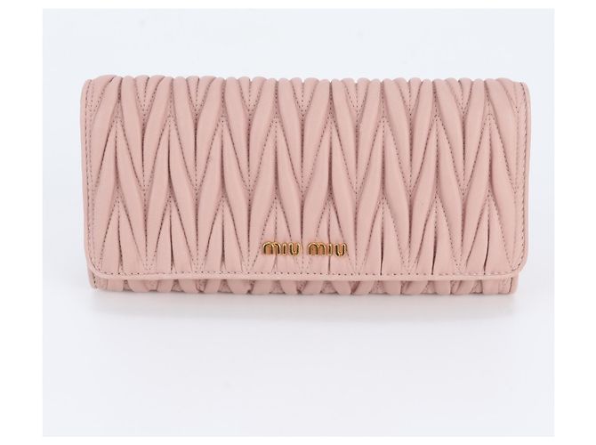 Miu Miu Matelassé Leather Long Wallet Pink