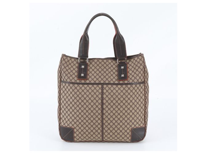 Céline Saco Tote Celine Macadam ST S0 16 em couro Marrom