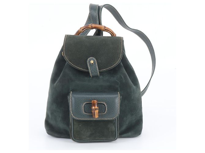 Mochila e Bolsa de Ombro 2-em-1 Gucci Bamboo Verde